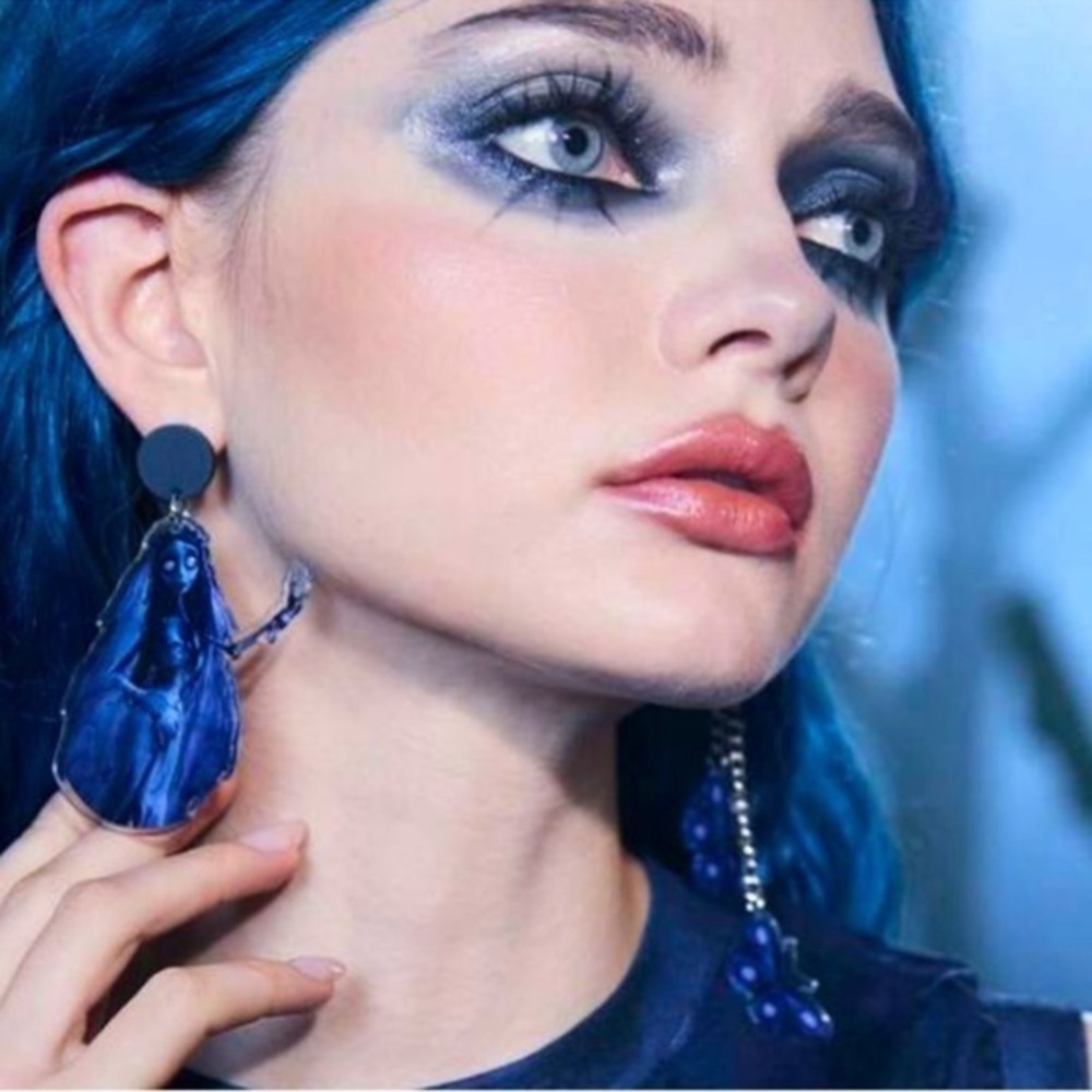 Dark Academia Corpse Bride Victoria Butterfly Goth Mismatched Dangle Earrings